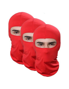 Paquete de 3 Pasamontañas Unisex Rojo para Aire Libre