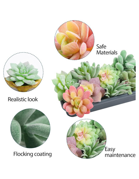 12 Suculentas Artificiales HappyHapi Verde Aterciopelado