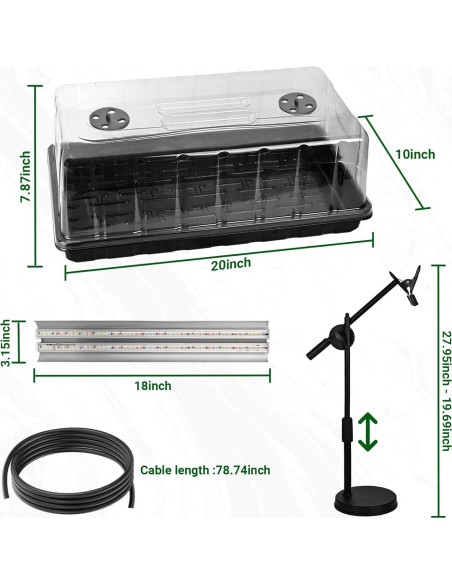 Kit de Inicio de Semillas Ryscam 1020 con Luces LED 96