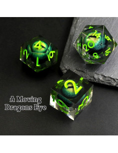 Set de 7 Dados Poliedros Dragon Eye FONVGOGO Verde 2