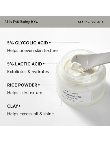 Mascarilla Exfoliante AHA 10% Naturium - Ácidos Glicólico y Láctico 48g