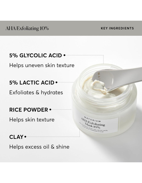 Mascarilla Exfoliante AHA 10% Naturium - Ácidos Glicólico y Láctico 48g