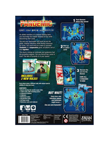 Pandemic Juego de Mesa Cooperativo Z-Man Games 2-4 Jugadores