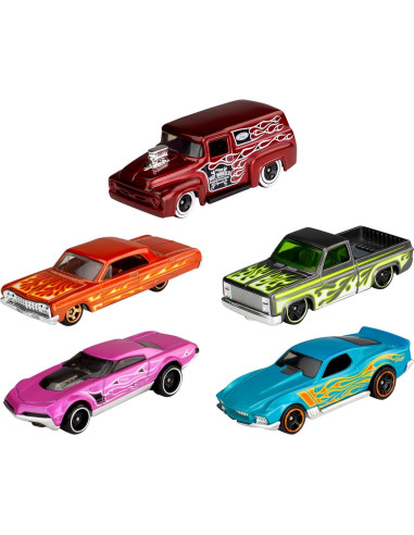 Hot Wheels Paquete de 5 Autos de Juguete 1:64 Mattel