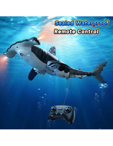Tiburón Control Remoto Fygurso 35 cm Impermeable Gris