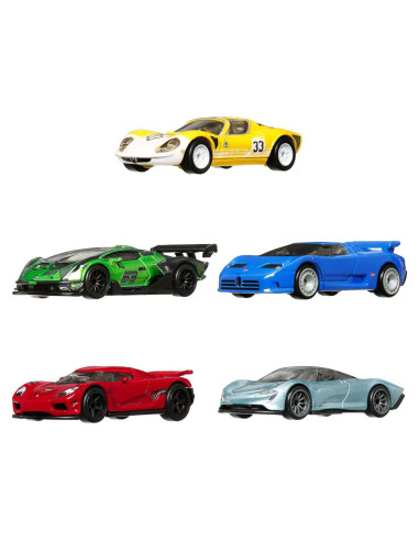 Hot Wheels Premium 5-Pack Coches Deportivos 1:64 Metal