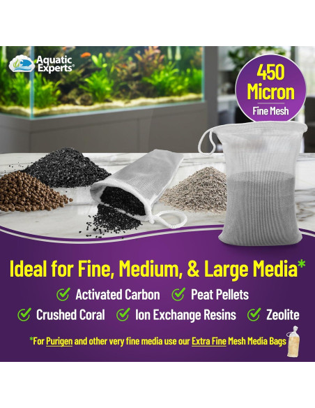 Bolsa de Medios Finos Aquatic Experts 450 Micrones 3x8" 4 Pzas