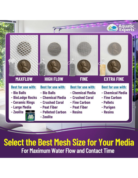 Bolsa de Medios Finos Aquatic Experts 450 Micrones 3x8" 4 Pzas