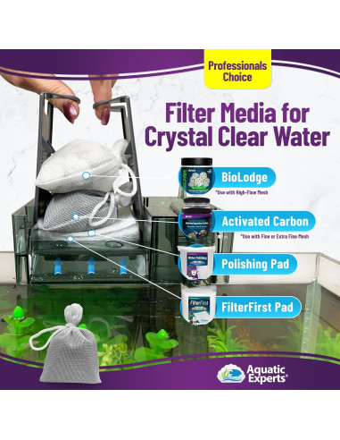 Bolsa de Medios Finos Aquatic Experts 450 Micrones 3x8" 4 Pzas