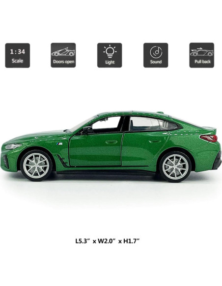 Coche de Juguete BMW EV i4 M50 Metal 1:34 Verde con Luz y Sonido