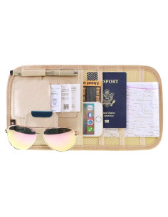 Organizador de Visera de Sol VXAR Beige 3 Mallas para Auto