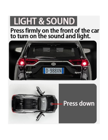 Coche de Juguete RAV4 1:32 ERBADIHAGO Negro con Luz y Sonido