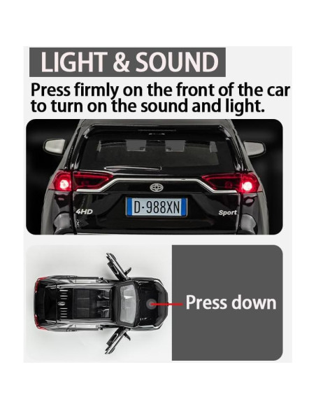 Coche de Juguete RAV4 1:32 ERBADIHAGO Negro con Luz y Sonido Coche de Juguete RAV4 1:32 ERBADIHAGO Negro con Luz y Sonido