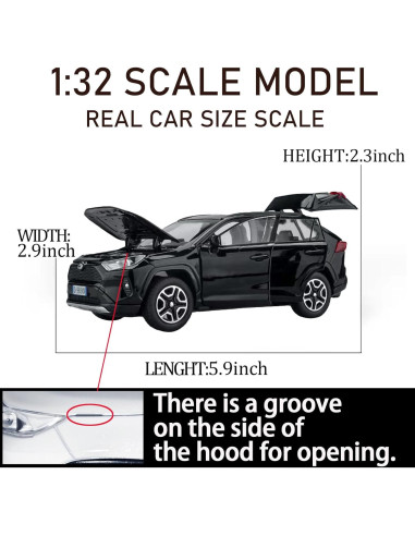 Coche de Juguete RAV4 1:32 ERBADIHAGO Negro con Luz y Sonido