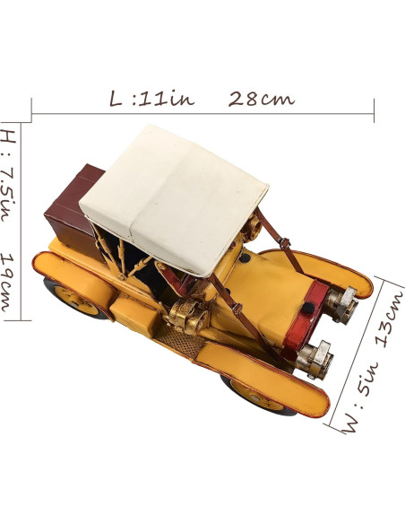 Adorno Navideño Coche Clásico Rojo Metal 27.9cm Jinyi