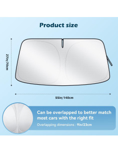 Protector Solar Parabrisas Coche QUANQIUFEI Ajuste Universal 140x79 cm 2
