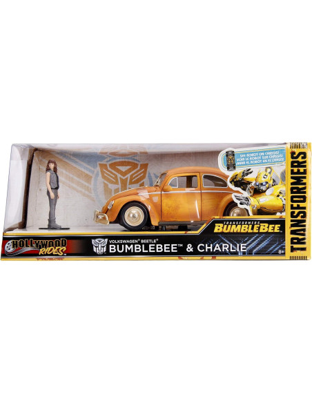 Coche de metal fundido JADA Toys Bumblebee 1:24 con figura Charlie