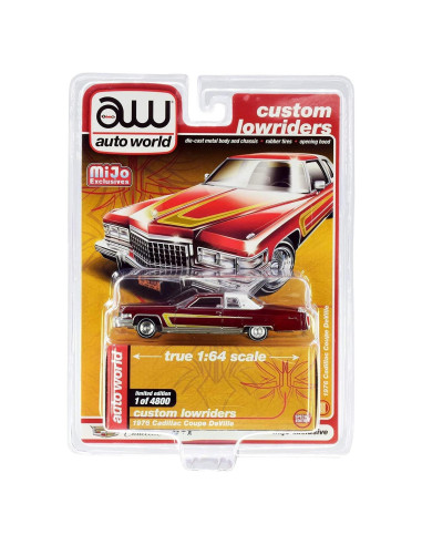 Cadillac Coupe DeVille 1976 Burdeos 1:64 Diecast Autoworld