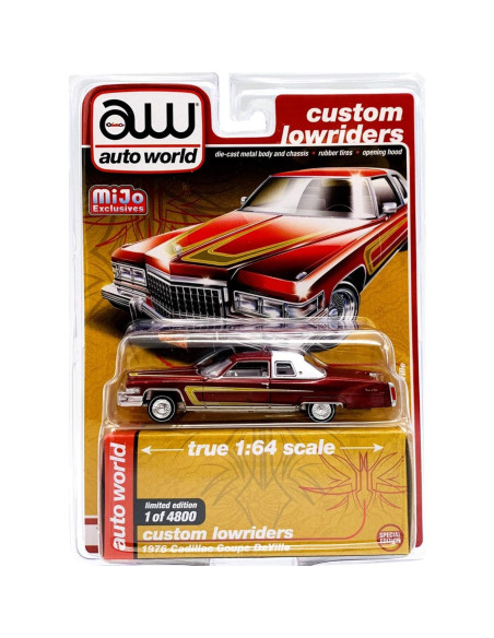 Cadillac Coupe DeVille 1976 Burdeos 1:64 Diecast Autoworld
