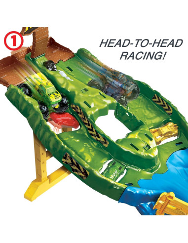 Juego de Pista Hot Wheels Wreckin' Raceway con Bigfoot y Gunkster