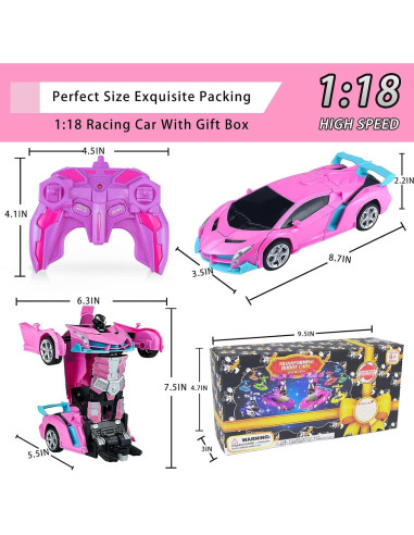 Coche RC Transformador Hymaz 1:18 para Niños 3-8 Años