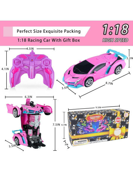 Coche RC Transformador Hymaz 1:18 para Niños 3-8 Años