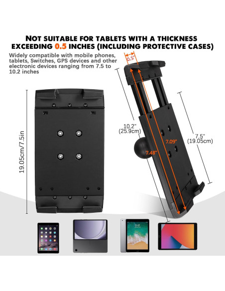 Soporte de Tablet VINmounts para Camiones 7.5-10.2" Negro