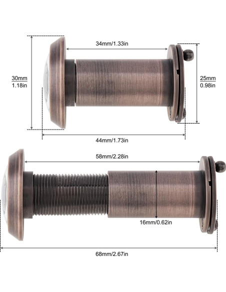 Mirilla de Puerta de Latón Sólido 200 Grados con Privacidad