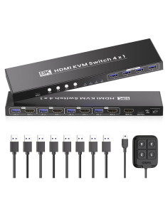 Interruptor KVM HDMI 4 Puertos 8K 60Hz Bcrokory USB 3.0