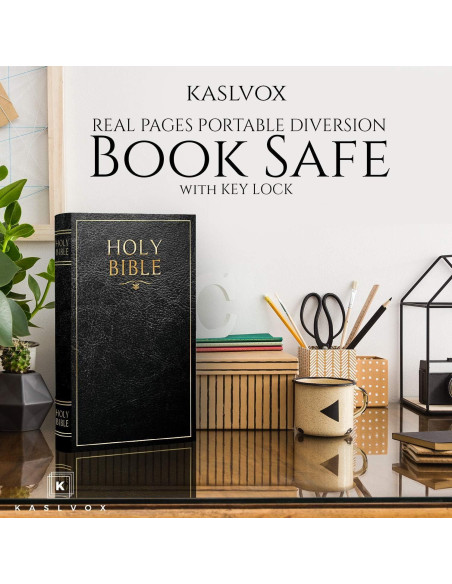 Caja de Libro Falsa KASLVOX Grande con Cerradura de Llave