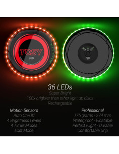 Disco Volador TOSY 36 LEDs Recargable Azul y Rojo 175g 2