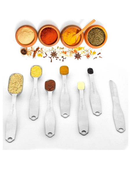 Set de Cucharas Medidoras EDELIN Acero Inoxidable 18/8 6 Piezas