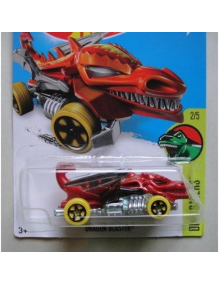 Hot Wheels Coche Dragón Jinete de Dinosaurios 2016 Rojo