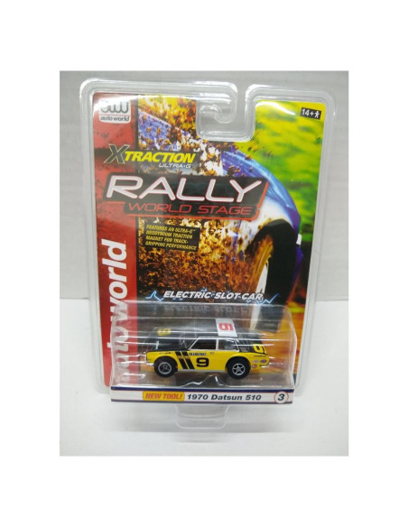 Coche Eléctrico de Slot HO Auto World Datsun 510 1970 Amarillo