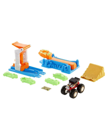 Hot Wheels Monster Trucks Lanzar y Golpear Set 1:64