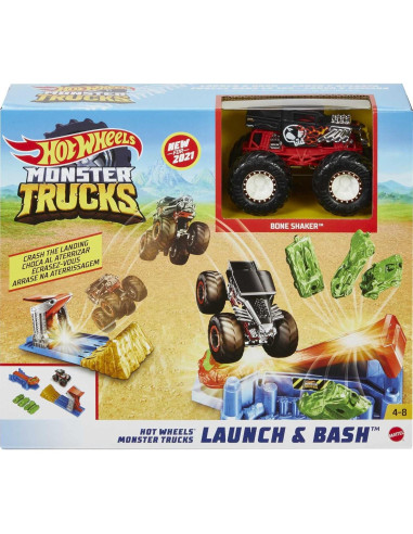 Hot Wheels Monster Trucks Lanzar y Golpear Set 1:64