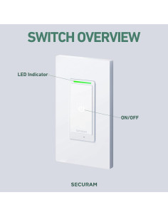 Interruptor Inteligente Wi-Fi SECURAM, Control por Voz, 7.39x4.29cm 2