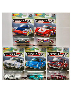 Juego de Pista Hot Wheels Set 5 Autos Clásicos Porsche y Más