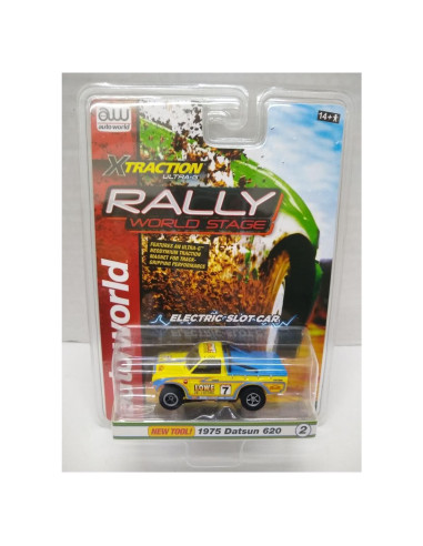 Coche Eléctrico de Slot Auto World Datsun 620 HO Amarillo Azul