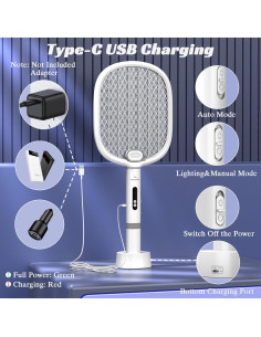 Raqueta Eléctrica para Moscas PALONE 4000V Recargable Tipo-C 2