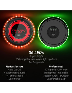 Disco Volador TOSY 36 LEDs RGB Recargable Impermeable 175g 2