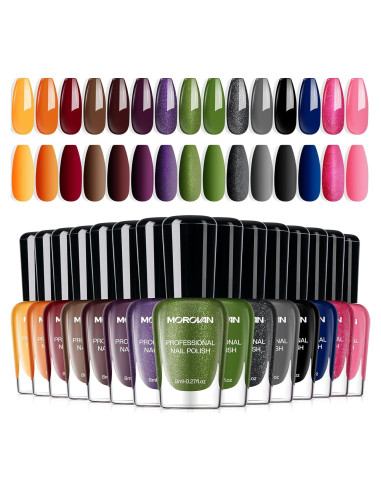 Kit de Esmalte de Uñas Morovan 15 Tonos Secado Rápido