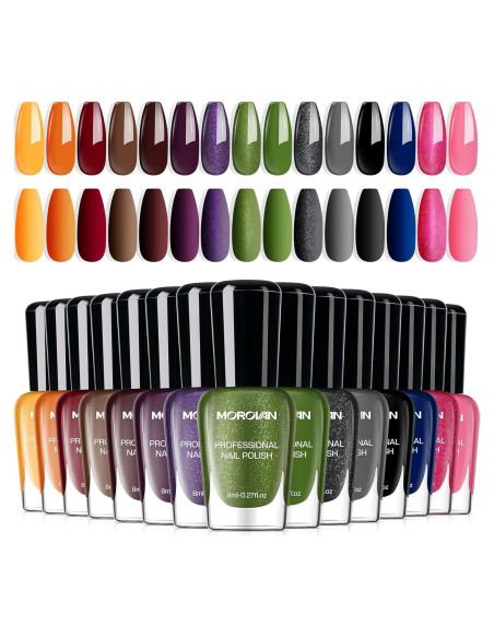 Kit de Esmalte de Uñas Morovan 15 Tonos Secado Rápido