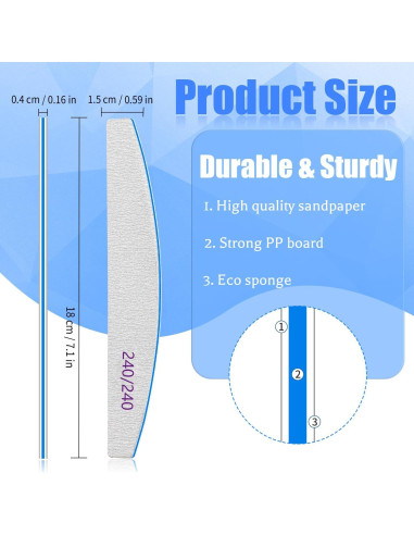 12 PCS Limas de Uñas 240/240 YoursTrust para Uñas Naturales