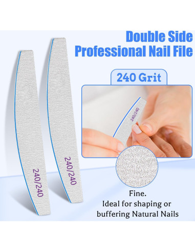 12 PCS Limas de Uñas 240/240 YoursTrust para Uñas Naturales