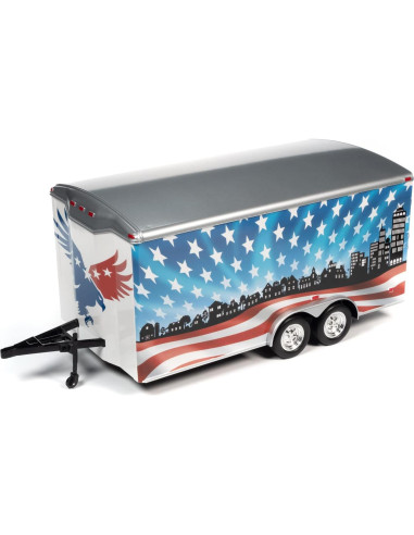 Remolque Cerrado Diecast American Muscle 1:18 Rojo-Blanco-Azul
