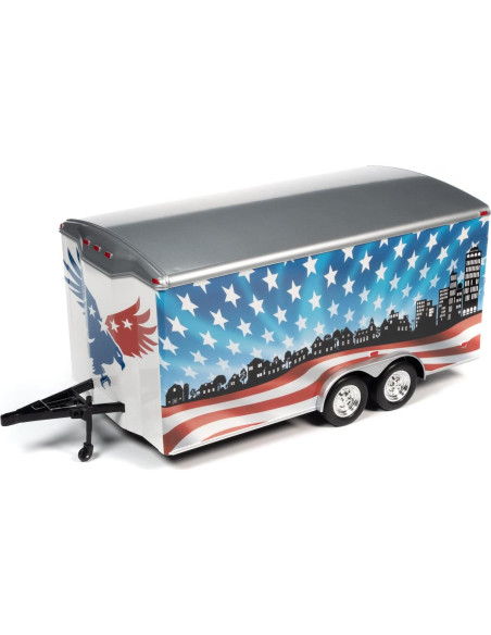 Remolque Cerrado Diecast American Muscle 1:18 Rojo-Blanco-Azul