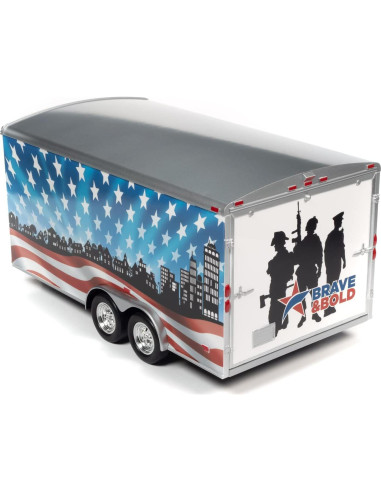 Remolque Cerrado Diecast American Muscle 1:18 Rojo-Blanco-Azul