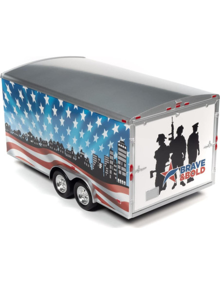 Remolque Cerrado Diecast American Muscle 1:18 Rojo-Blanco-Azul