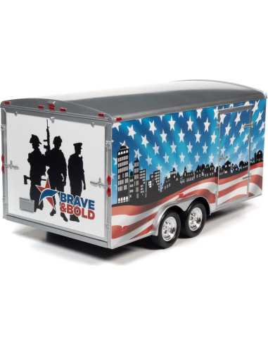 Remolque Cerrado Diecast American Muscle 1:18 Rojo-Blanco-Azul